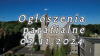 Ogłoszenia parafialne 3 listopada 2024 [upl. by Zed]