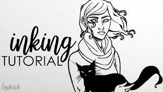 HOW TO • Traditional INKING TUTORIAL with Fineliners amp Brush Pens [upl. by Zoba]