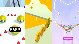 Ball merge 2048 Vs Coin Rush vs pin Puzzle Max levels [upl. by Remot]