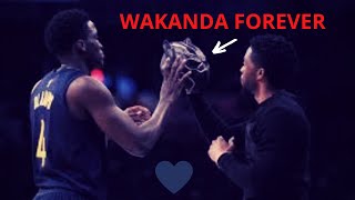 Chadwick Boseman hands Victor Olapdipo Black Panther mask before dunk [upl. by Assenab972]