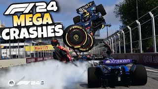 F1 24 MEGA CRASHES [upl. by Elyak195]