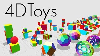 4D Toys a box of fourdimensional toys and how objects bounce and roll in 4D [upl. by Nonez]