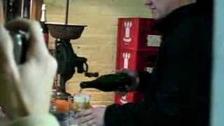 Armand Debelder demonstrates how to pour a Gueze lambic at Drie Fonteinen [upl. by Erena350]