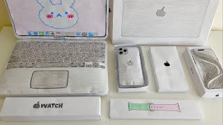 💸paper diy💸 Macbook apple watch iphone 15 pro unboxing  asmr [upl. by Olecram]