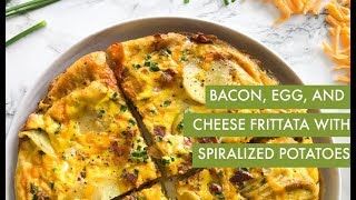 Bacon Egg and Cheese Frittata with Spiralized Potatoes I Spiralizer Recipe [upl. by Kelci]