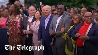 Biden appears to freeze during Juneteenth celebrations at the White House [upl. by Anyaj]