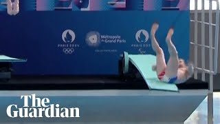 Diver slips during Olympic pool inauguration ceremony [upl. by Ella547]