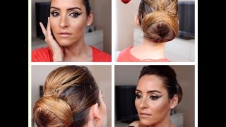 Tuto Coiffure Le Chignon Bun Pour une Sortie Travailler  hôtesse de lair dacceuil etc [upl. by Nelan]