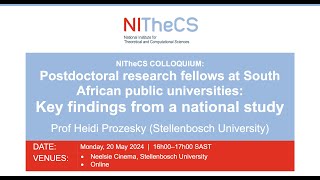 20240520  NITheCS Colloquium Postdoctoral research fellows at South African public [upl. by Kahn211]