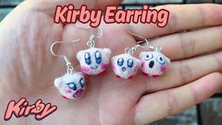 Making Needle Felted Kirby Earrings  Kirby [upl. by Oinegue]