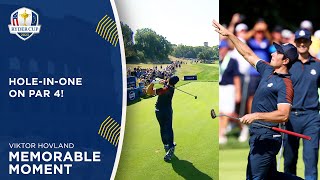 Viktor Hovland Hits Incredible HoleInOne on Par 4  2023 Ryder Cup [upl. by Gonnella]