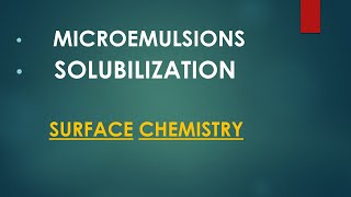 Microemulsions and Solubilization  Surface Chemistry [upl. by Player]