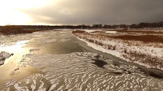 Drone view of Upstate NY frozen Salmon Rivers spectacular ice patterns [upl. by Lauter]