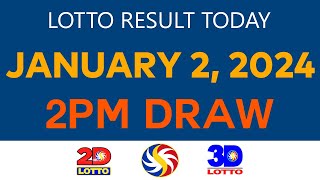 Lotto Result JANUARY 2 2024 2PM Tuesday [upl. by Ahsekat]