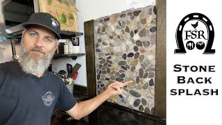 Installing a Stone Mosaic Tile Backsplash for the Kitchen Range in our Barndominium [upl. by Rollie349]