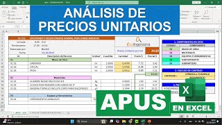 ANALISIS DE PRECIOS UNITARIOS EN EXCEL Explicación de APUS en 5 minutos [upl. by Noivaz]