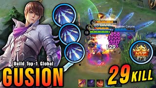 29 Kills Best Gusion One Shot Build and Emblem  Build Top 1 Global Gusion  MLBB [upl. by Beora]