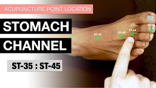 Acupuncture Point Location The Stomach Channel 3545 Stomach Meridian pt 3 [upl. by Tama607]