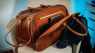 The Satchel and Page Leather Weekender Bag  Review and How it Packs [upl. by Yeltnerb]