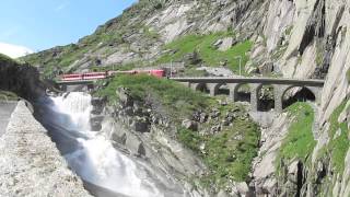 MGB train at Devils Bridge Teufelsbrücke [upl. by Luana]