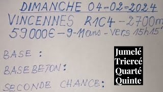 Pronostic quinté du dimanche 04022024 [upl. by Kcirrej952]