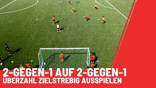 FußballÜbung 2gg1 auf 2gg1  Trainingsform für deine DJugend Spielform Überzahl ausspielen [upl. by Ateloj]