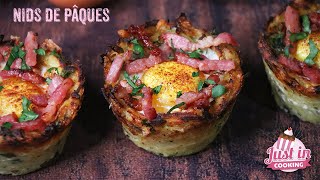 ❀ Recette des Nids de Pâques aux Pommes de Terre Fromage Œufs et Lardons ❀ [upl. by Hpseoj]