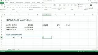 CALCULO DE INDEMNIZACION EN EXCEL [upl. by Black]