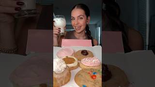 TASTING  RATING CRUMBL COOKIES IN 60 SECONDS💗🍪🤔 crumblreview mukbang eating foodreview [upl. by Nosraep242]