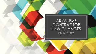 Arkansas 2020 Contractor Law Changes and the NASCLA Business and Law Exam [upl. by Aiuqes]