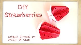 Origami Strawberry  Summer Paper Crafts Turtorial [upl. by Yeznil]