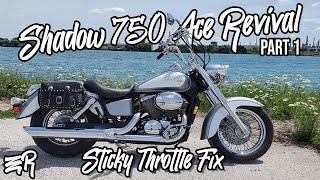 Honda Shadow ACE Revival Sticky Throttle Cable Fix [upl. by Darren778]