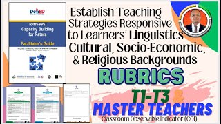 COT RUBRICS II Establish Strategies Responsive to Learners Linguistic amp Diverse Background [upl. by Zemaj]