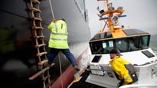 Pilot Boarding Ship in Rough Weather [upl. by Ahsea]