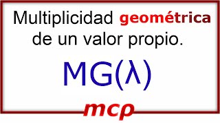 Multiplicidad geométrica de un valor propio  Definición [upl. by Annahsad]