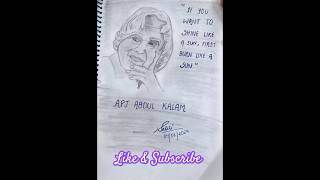 APJ Abdul Kalam Sketch sketchingartmotivation passionshortspencildrawing portraitphotography [upl. by Elayne251]