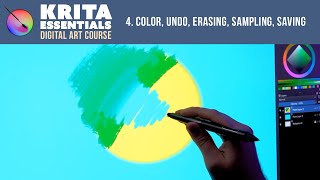 Krita Digital Art Tutorial  Color Selector Undo Erasing Sampling Saving Lesson 4 🎨 [upl. by Adeehsar]