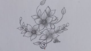 flowers drawing tutorial very easyeasy embroidery pattern UKarts786 [upl. by Azeret454]