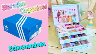 DIY  Hoe maak je een sieradenorganizer met afgedankte schoenendoos [upl. by Ahsema542]