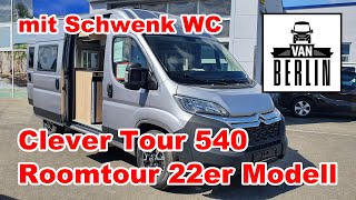 Clever Tour 540 Roomtour  Modell 2022  540 cm Kastenwagen mit Bad inkl Schwenk WC  Clever Vans [upl. by Elag854]