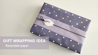 How to gift wrap book with reversible paper 양면포장지로 책 포장하기 [upl. by Aihsatsan]