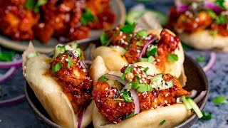 Korean Chicken Bao Buns  impressive and grown up party food [upl. by Jodee]