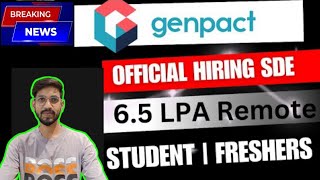 Remote Hiring 65 LPA  Internship amp Full Time SDE Hiring Genpact  Remote Internship 2024 [upl. by Ande105]