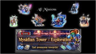 FFBE Mysidian Tower  Exploration  All Missions  Free Units [upl. by Lidaa572]