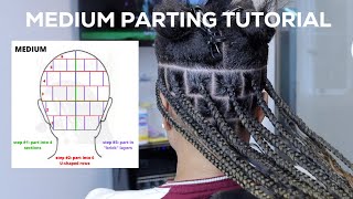 Medium Box Braid Parting Tutorial ROWBYROW  BeginnerFriendly [upl. by Annerb]