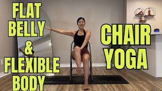 20 Minutes Flat Belly amp Flexible Body  Chair Yoga All Levels [upl. by Wahs]