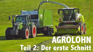 Lohnunternehmen Agrolohn Der erste Schnitt – Mähen Häckseln Ladewagen [upl. by Refanej491]