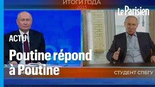 Poutine déstabilisé par son double lors dune séance de questions triées par le Kremlin [upl. by Materi]