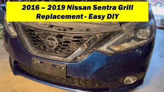 20162019 Nissan Sentra Grill Removal and Replacement Easy DIY Also Nissan EmblemBadge Install [upl. by Nnylirej785]