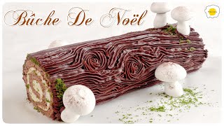 Christmas Chocolate Yule Log Recipe 圣诞节巧克力香草木柴蛋糕食谱 Bûche de Noël au chocolat et à la vanille Recette [upl. by Cliff]